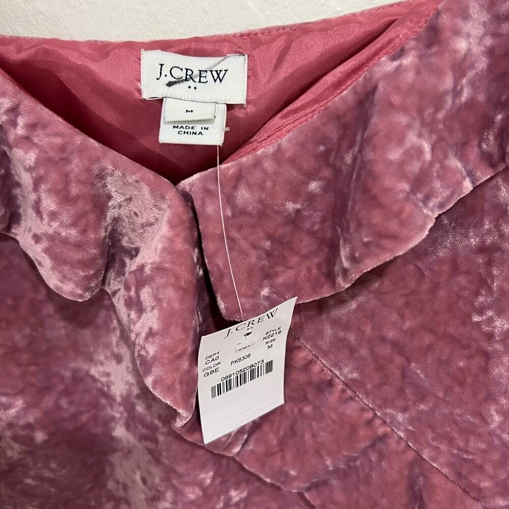 J.Crew Pink Purple Crushed Velvet Ruffle Tank Top Size Medium New - Picture 2 of 10